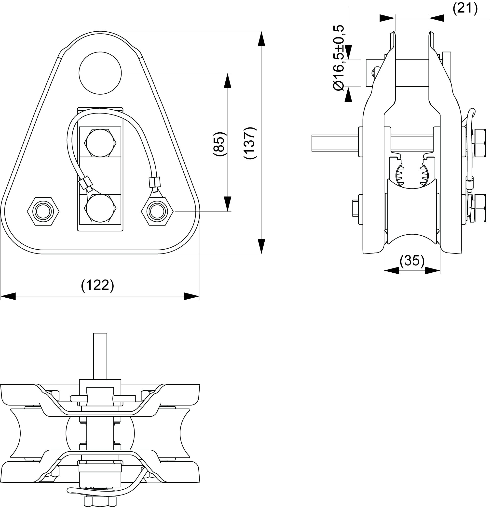 оборудование SO181.6R Зажим поддерживающий для СИП-3 35-150 мм², с роликами ЭНЕРВИК электротехника
