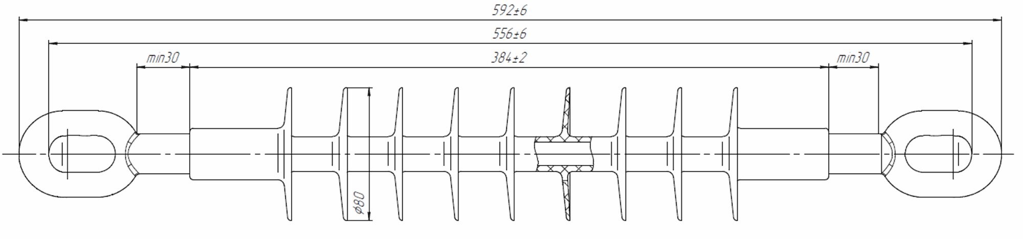оборудование SDI90.350R Изолятор натяжной композитный Изолятор для анкерного или поддерживающего крепления провода на ВЛ-35 кВ. ЭНЕРВИК электротехника