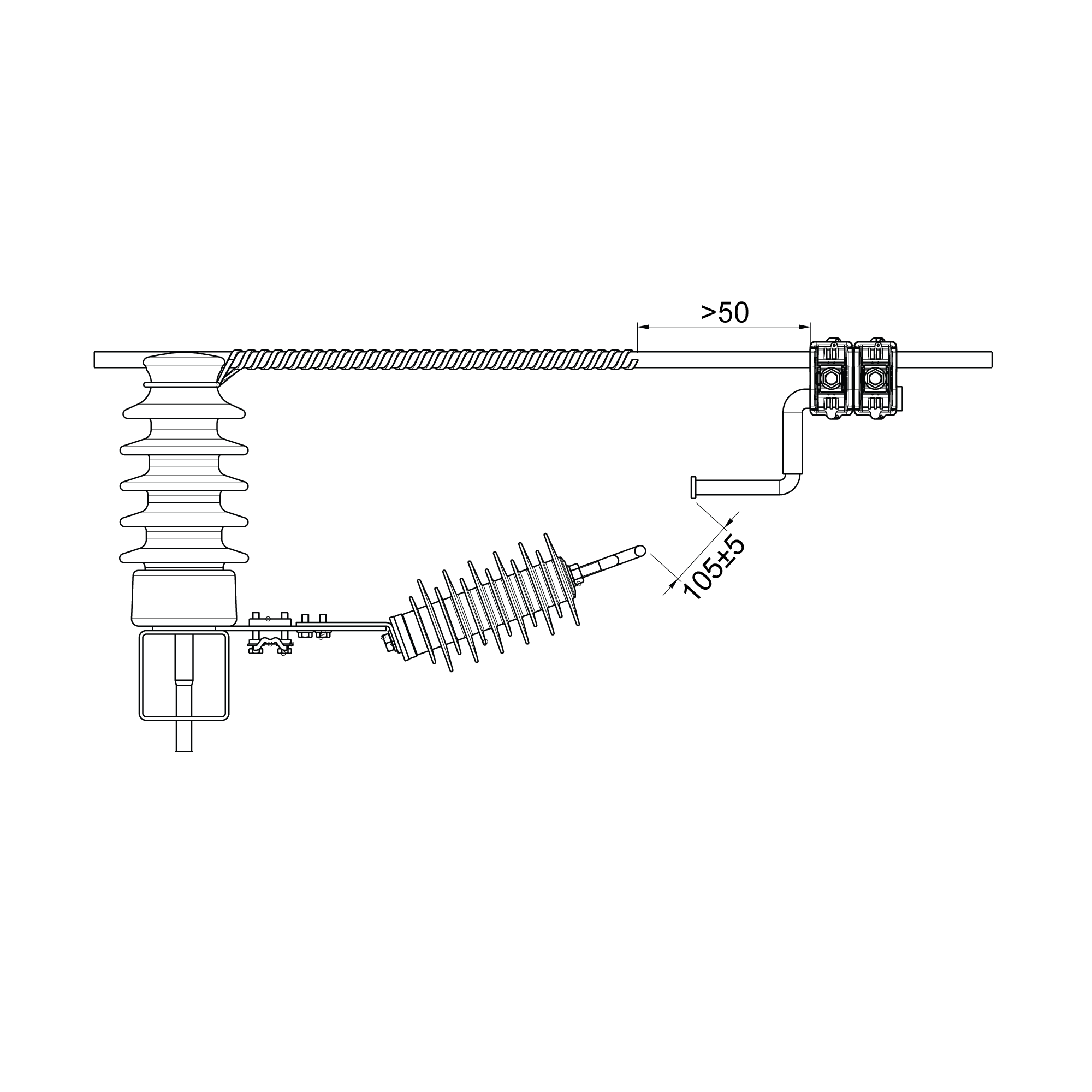 оборудование SDI48.545R ОПН с искровым промежутком 35 кВ, на опорный изолятор, 50-157 мм² ЭНЕРВИК электротехника