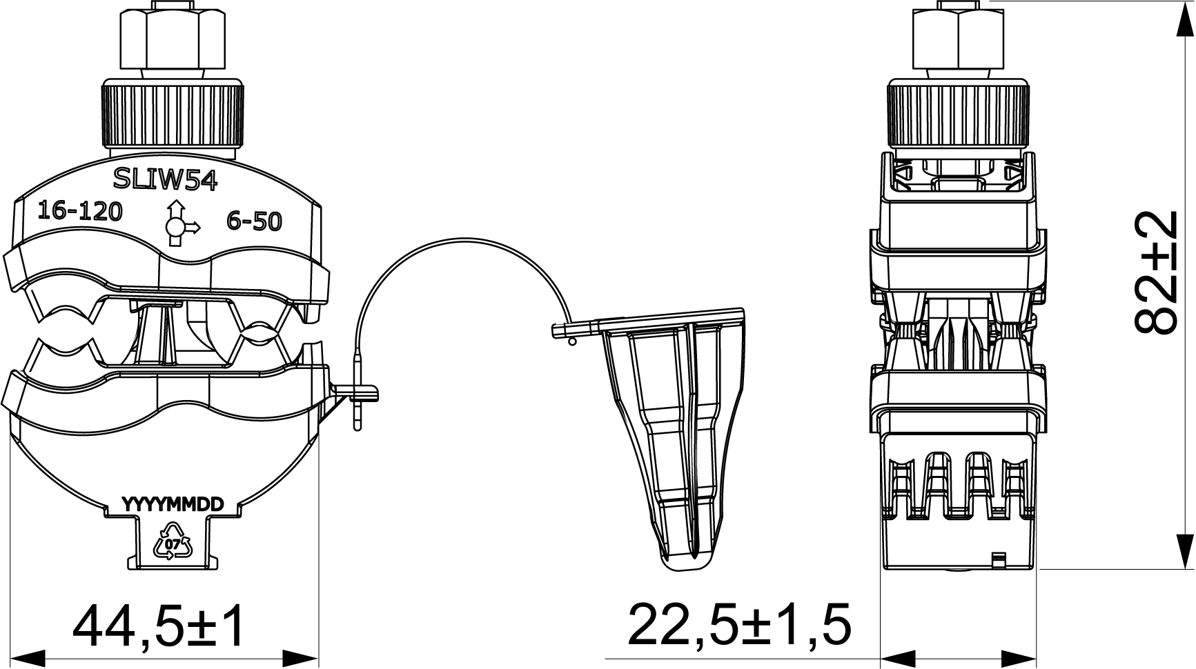 оборудование SLIW54R Зажим прокалывающий Al/Cu 16-120 мм² / Al/Cu 6-50 мм², герметичный ЭНЕРВИК электротехника