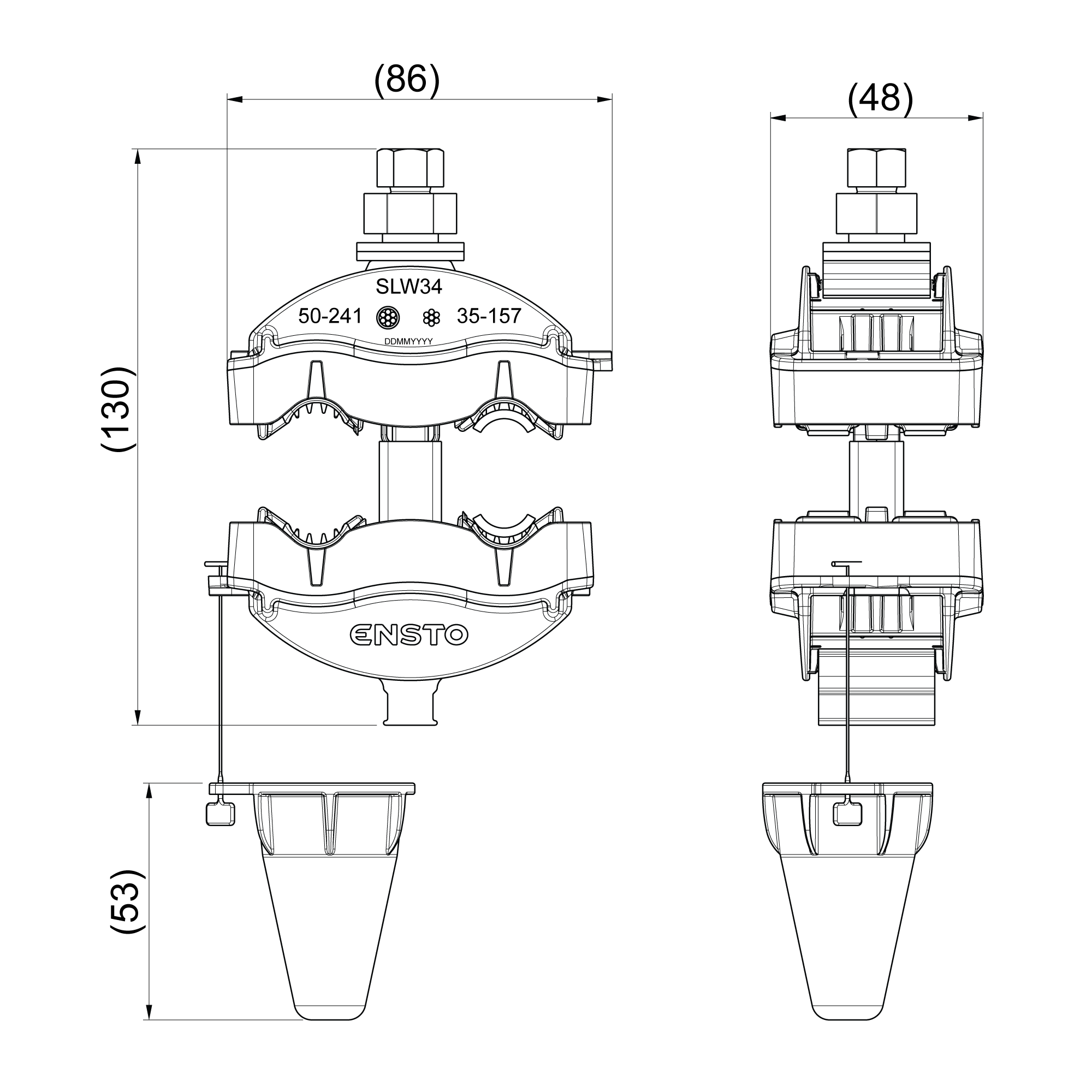 оборудование SLW34 Зажим ответвительный, ВЛН/СИП Неизолир. 35-157 мм² / СИП-3 50-241 мм² ЭНЕРВИК электротехника