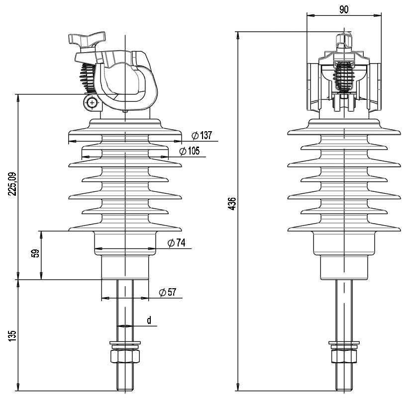 оборудование SDI82.2M20R Изолятор опорный композитный 20 кВ, M20x135 ЭНЕРВИК электротехника