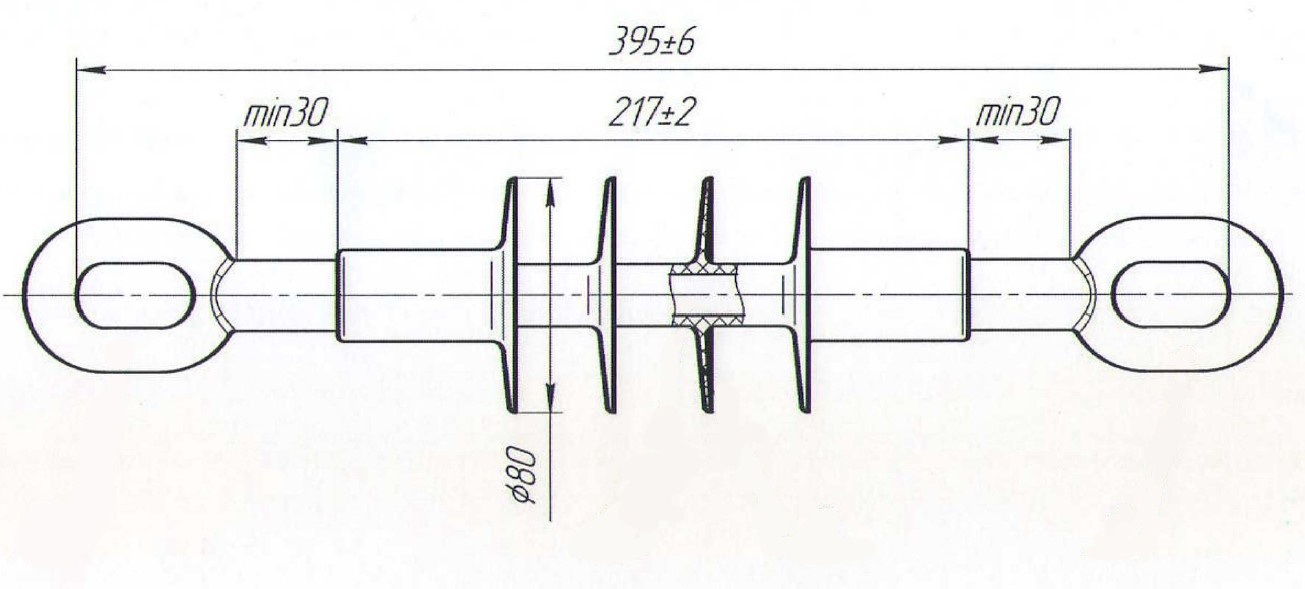 оборудование SDI90.150R Изолятор натяжной композитный 10 кВ, 70 кН, проушина-проушина ЭНЕРВИК электротехника
