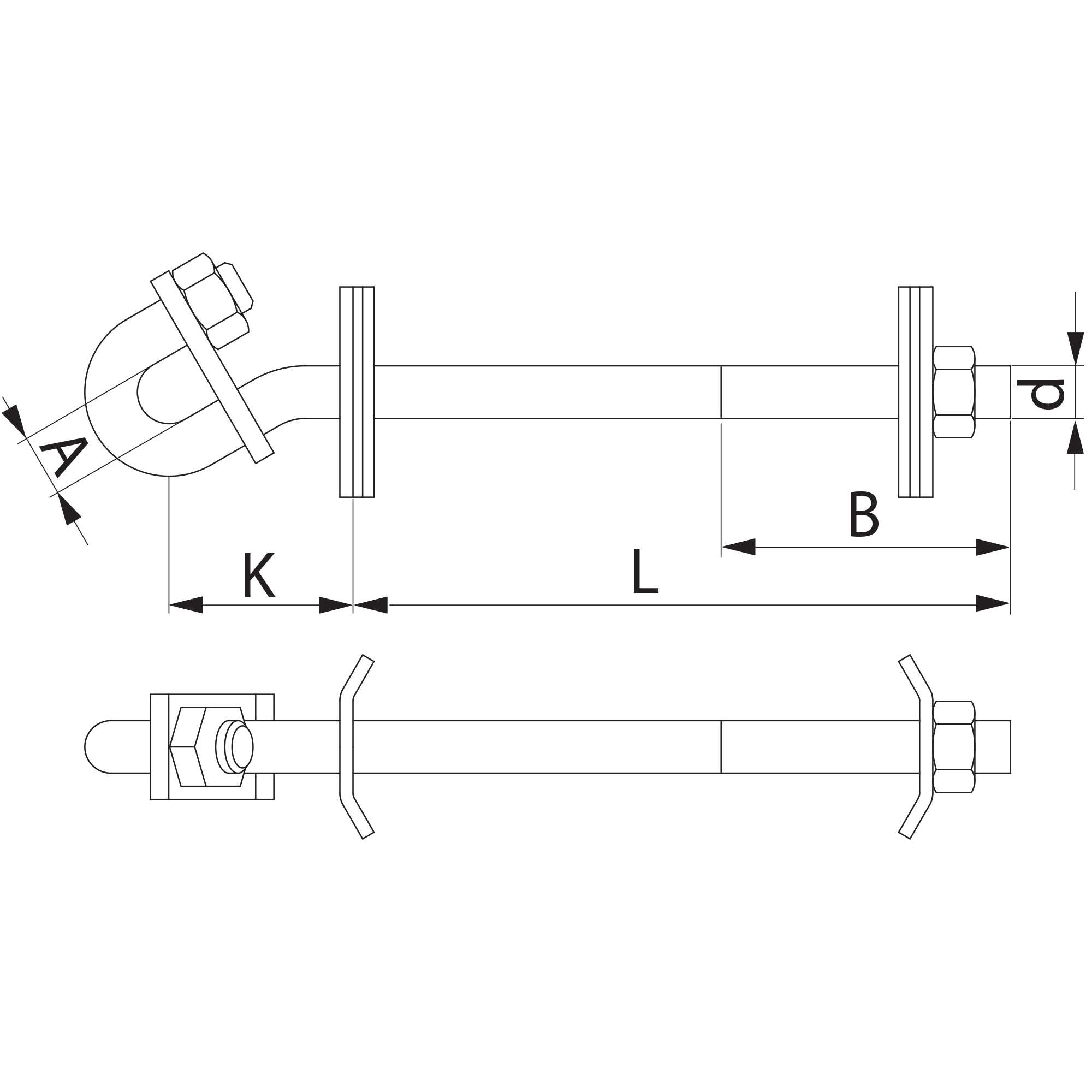 оборудование SOT101.1R Крюк M20, L=250, сквозной ЭНЕРВИК электротехника