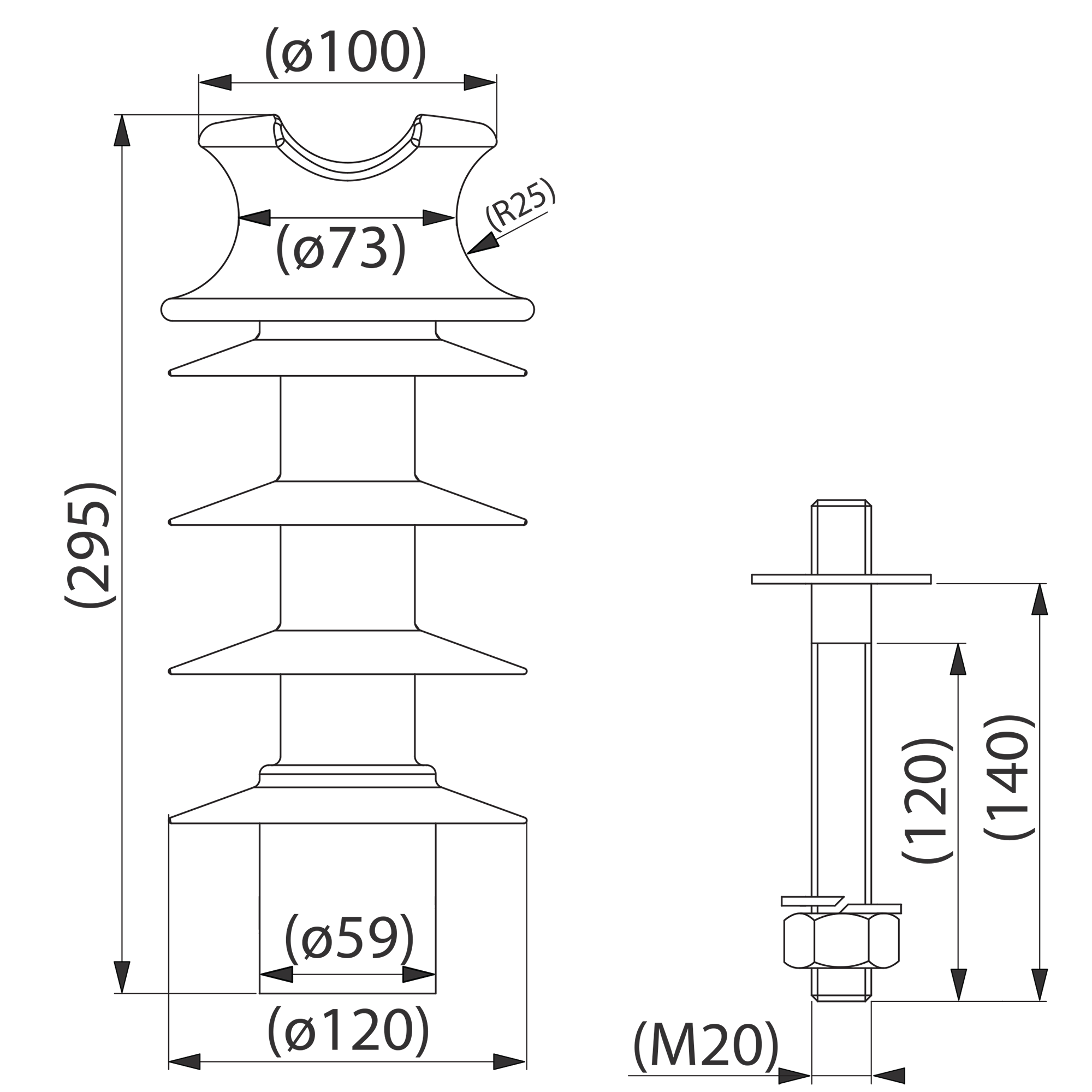 оборудование SDI82.1M20R Изолятор опорный композитный 20 кВ, M20x135 ЭНЕРВИК электротехника