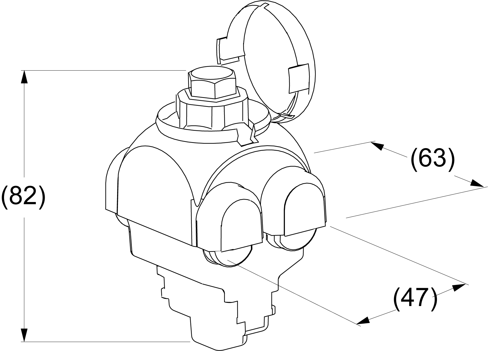 оборудование SLIP12.1R Зажим прокалывающий SLIP12.1R Al/Cu 10-95 мм² с Al/Cu 1.5-50 мм² ЭНЕРВИК электротехника