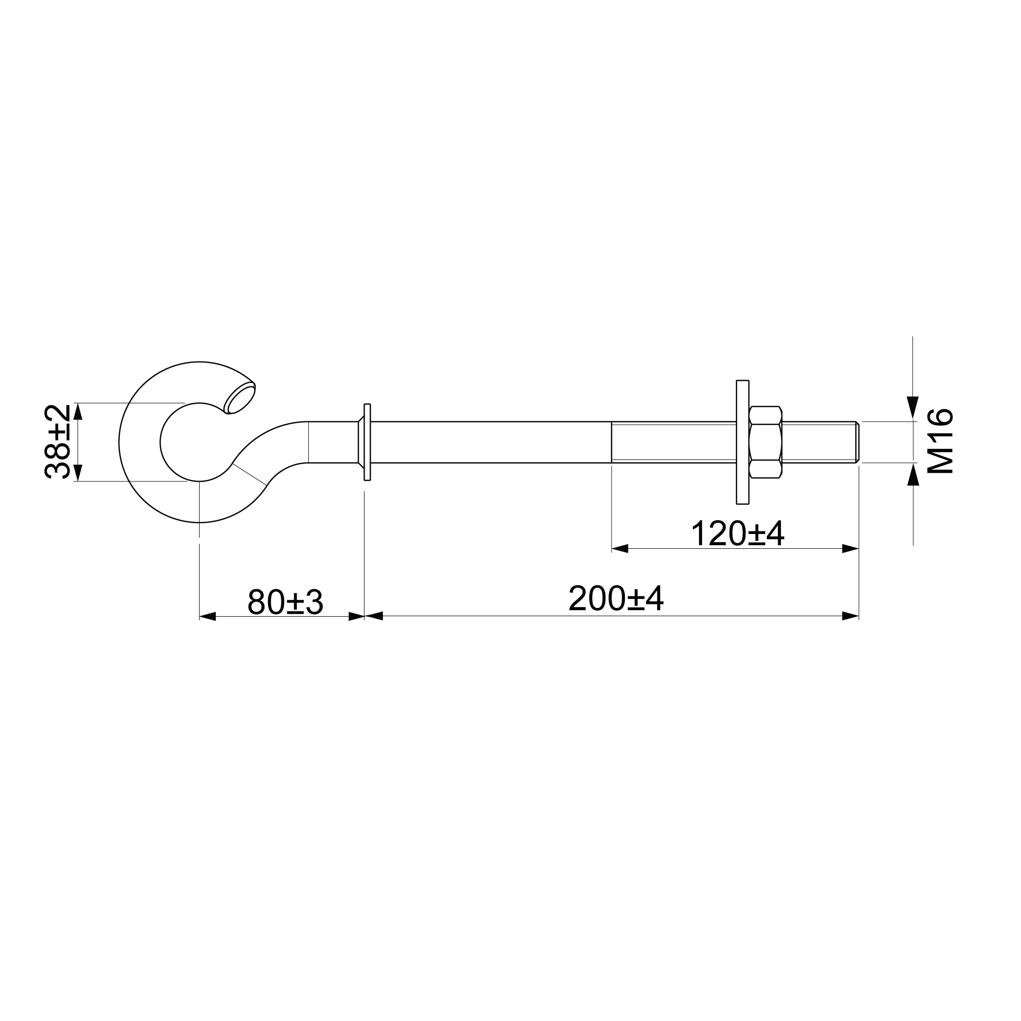 оборудование SOT21.16R Крюк M16, L=200, сквозной ЭНЕРВИК электротехника
