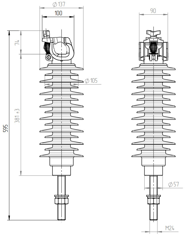 оборудование SDI84.2M24R Изолятор опорный композитный 35 кВ, M24x140 ЭНЕРВИК электротехника