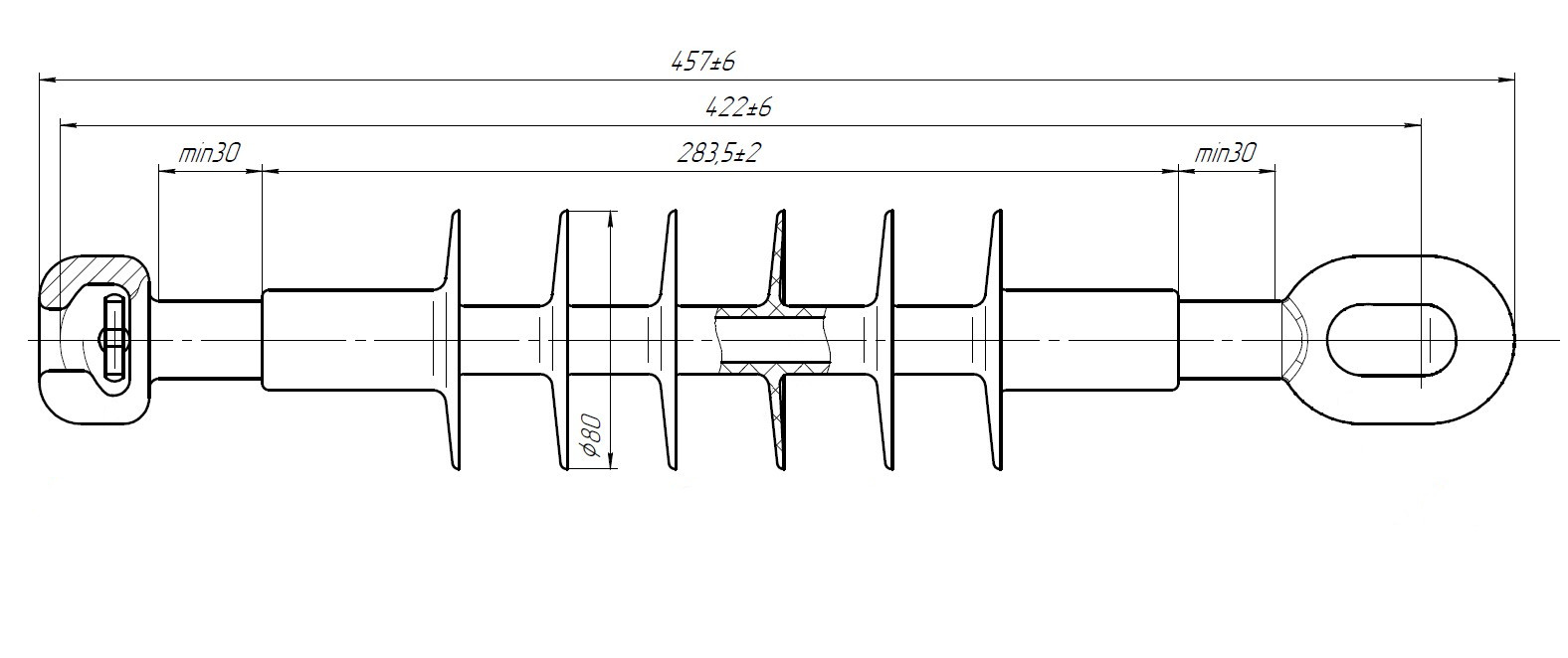 оборудование SDI90.282R Изолятор натяжной композитный 20 кВ, 70 кН, гнездо-проушина ЭНЕРВИК электротехника