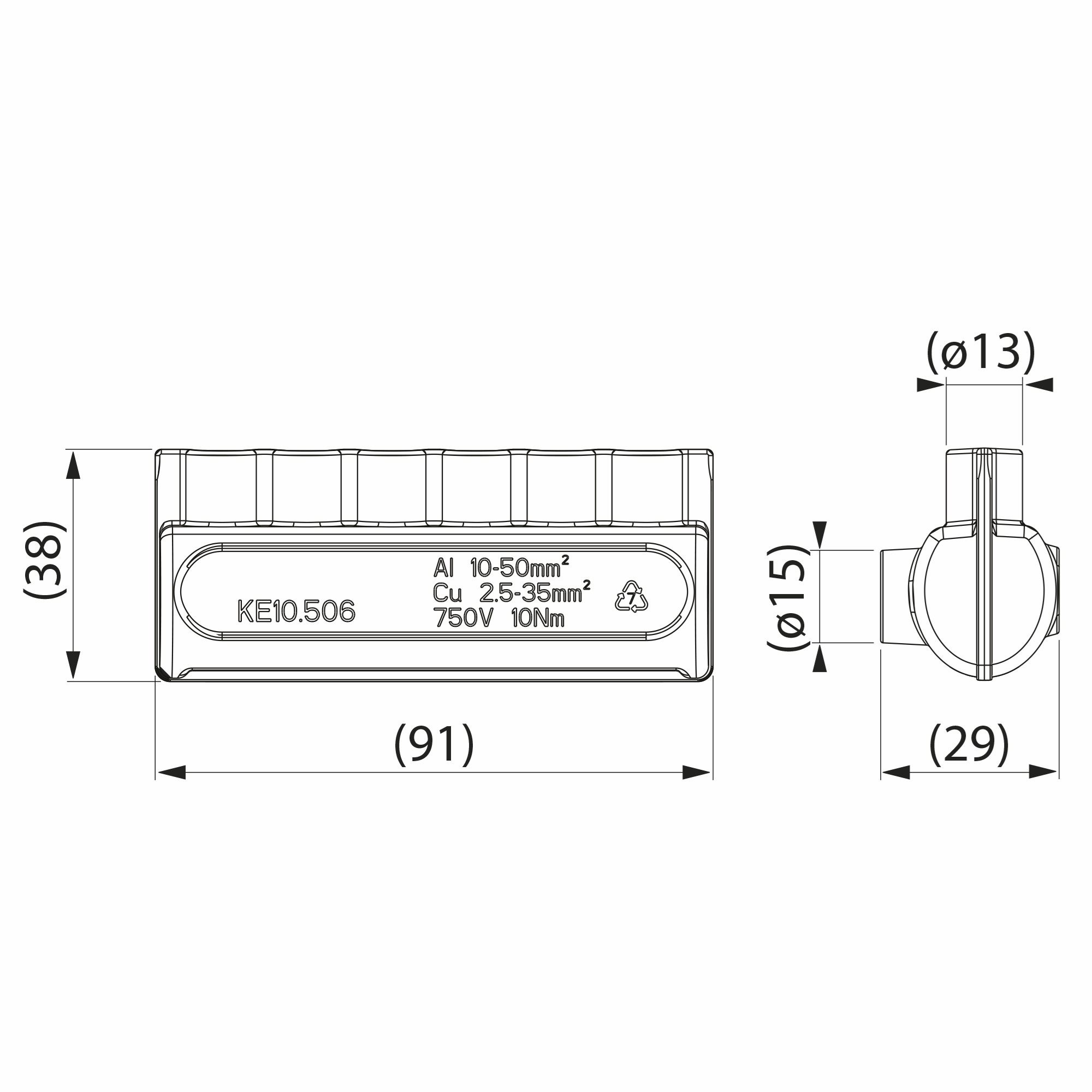 оборудование KE10.506R Клеммник Al 6x10-50 мм² / Cu 2.5-35 мм² ЭНЕРВИК электротехника
